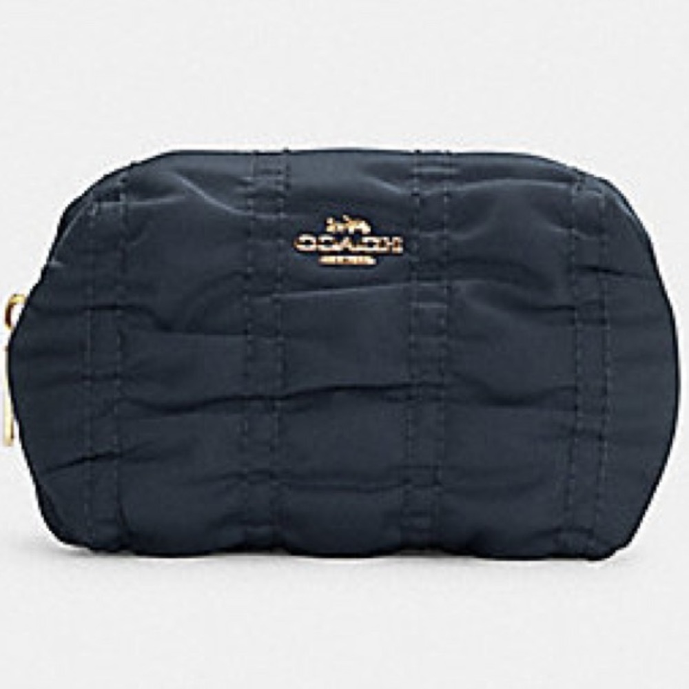 Authentic Coach Small Boxy Cosmetic Case w/Ruching in Midnight Blue, NWOT - Picture 13 of 13